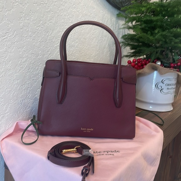 NWT Kate Spade Medium Toujours Leather Cherrywood Satchel w/ Dust Bag - Picture 9 of 9